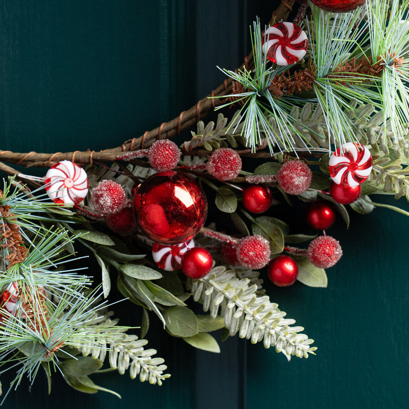 Candy Cane & Bauble Wreath 45cm